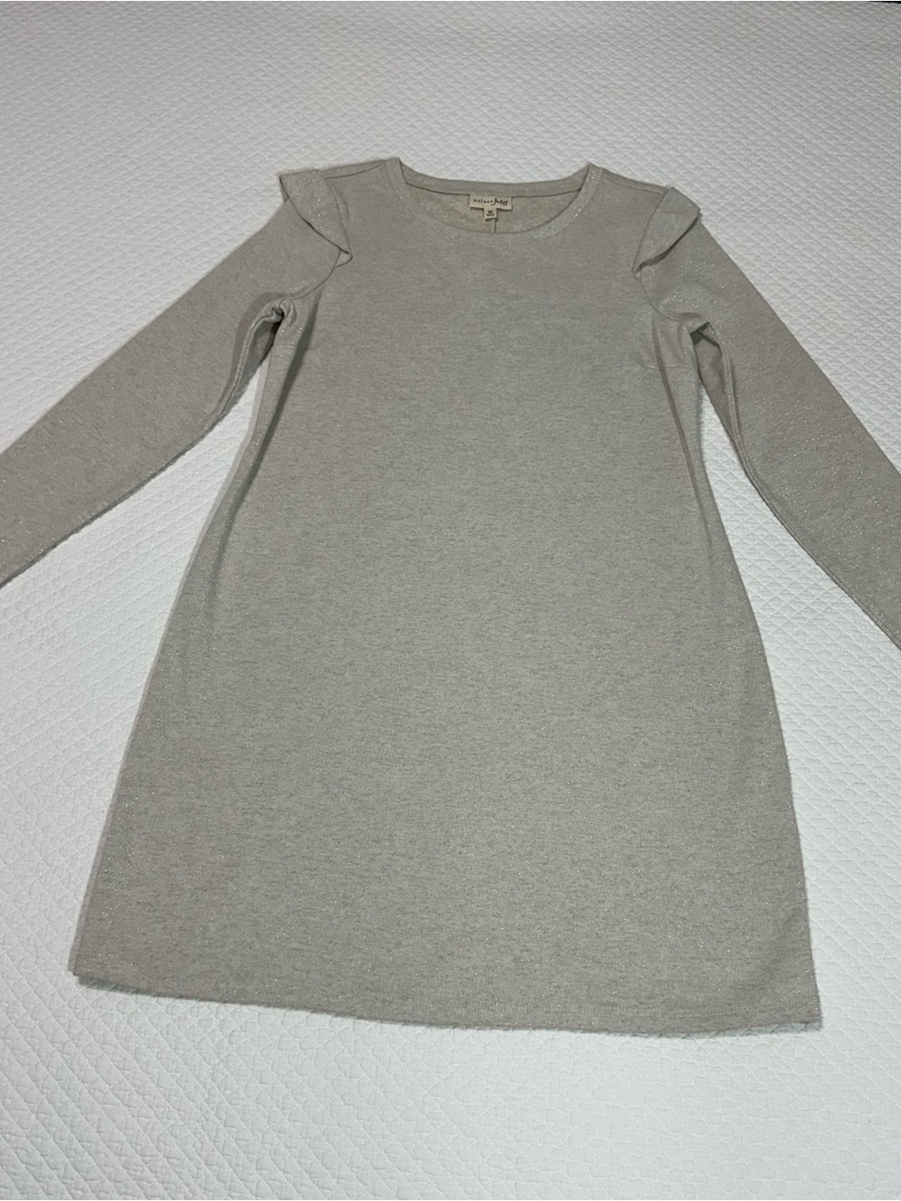 Maison Jules Heathered Light Gray Knit Top with Sparkle Trim